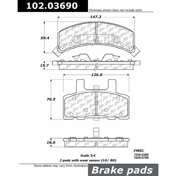 Centric Parts CTEK Brake Pads, 102.03690 102.03690 - main